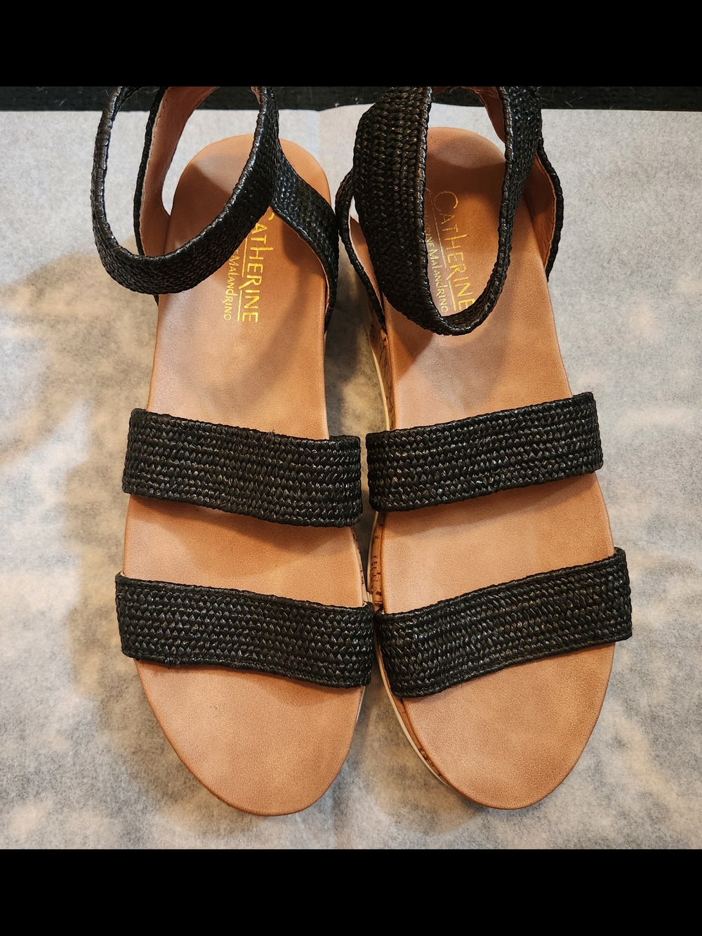 Catherine Malandrino Black Braided Strap Womens Sandals